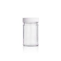 Product Image of 60 ml test vial, clear, AR glass, white PP cap with PE seal, 180 pc/PAK