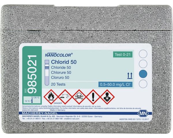 Macherey-Nagel Rundküvettentest NANOCOLOR Chlorid 50, Box mit 20 Rundküvetten. für 20 Bestimmungen