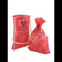 1 table stand height 25cm+100 waste disposal bags red, 210 x 280 x 0,020 mm
