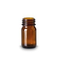 Product Image of Weithalsflasche, Glas, braun, mit Schraubverschluss schwarz, rund, 30 ml, GL 32, 68 mm, Ø ext.: 36 mm, 126 St/Pkg