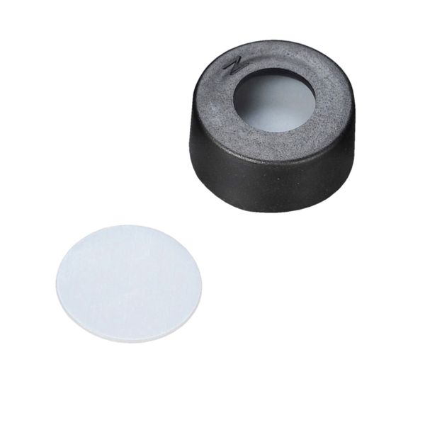 DWK Wheaton 11 mm Schnappverschluss, schwarz, mit Septum PTFE-Scheibe, EVA, 100 St/Pkg