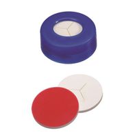 Product Image of ND11 PE Snap Ring Seal: Snap Ring Cap blue + centre hole, Silicone white/PTFE red, pre-slit (Y), soft cap, 1000/pac