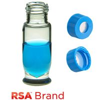 Product Image of Vial & Cap Kit Incl. 100 1.8ml Maximum Recovery, Screw Top, Clear RSA™ Autosampler Vials & 100 Light Blue Screw Caps with fitted Clear AQR Silicone Rubber / Clear PTFE, ultra-pure Septa, RSA Brand Easy Purchase Pack