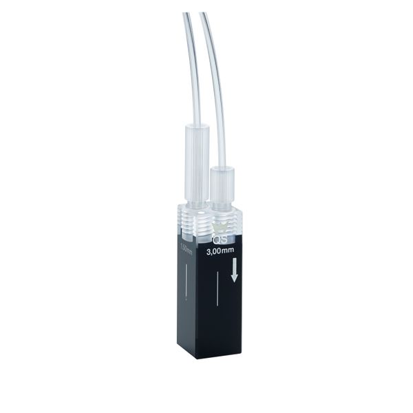 Hellma Durchfluss-Küvette 3in1, Typ 176.762-QS, HP Quarzglas, WL 200-2500 nm, Schichtdicke 3x1.5 mm, (HxB) 11x1.5 / 11x2.5 mm, Z-Höhe 8.5 mm, FEP-