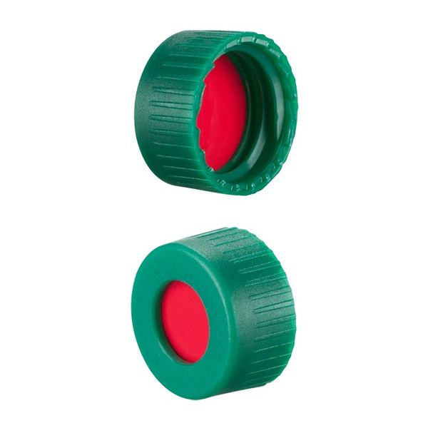 Microsolv Screw Cap green, knurled PP, red PTFE/white Sil/red PTFE Septa, for 9-425mm thread, 12x32mm autosampler vials, 1000 pc/PAK