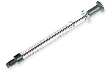 Hamilton 100 μl, Modell 1710 CX Spritze, 1/4''-28 Gewinde, max. Druck 1000 psig (68.9 bar), max. Temperatur 50°C/122°F