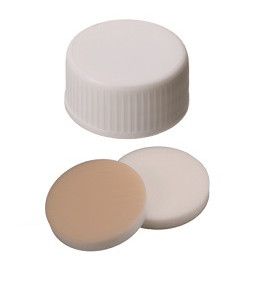 Altmann Analytik ND24 UltraBond PP screw cap, 3,2mm, 10 x 100 pc, white, closed, Si natur/PTFE beige