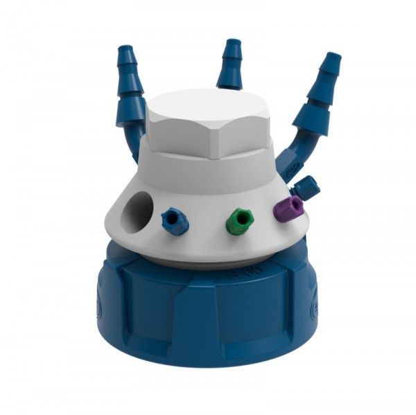 SCAT SafetyWasteCap ''LISA'', V3.0, S60/61, 4x 1.6/2.3/3.2 mm OD, 4x PFA-blind plug, 3x 5.0 - 11.5mm ID, 3x PTFE-blind plug + connector for exhaust 