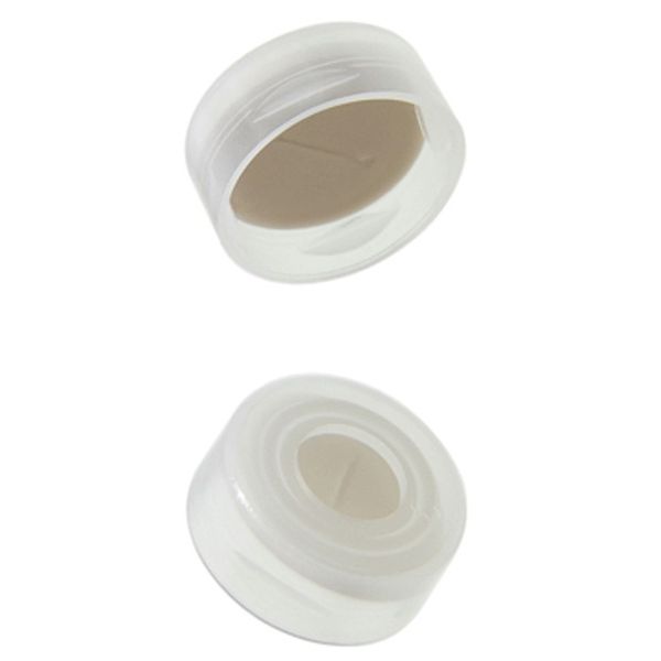 Microsolv Snap Cap natural transparent, smooth, PE, with 0.04" thick, white Sil/Natural PTFE Pre-Slit Septa, for 11mm, 12x32mm Snap Top autosampler 