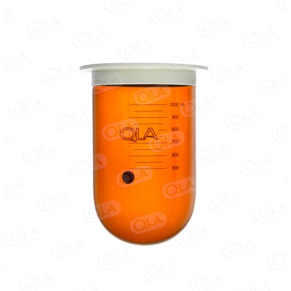 QLA 1000 ml Amber Glass Vessel with Plastic Rim (longer length), Serialized