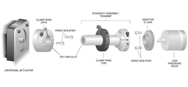 Vici Valco Abstandshalterbaugruppe 2", mit Passfeder, für m-electric-Aktuator