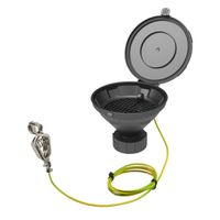 Product Image of Funnel with lid ''MARCO'', V2.0, S60/61, HDPE electrostatic conductive, with removable sieve and earthing cable, funnel-diameter = 140 mm