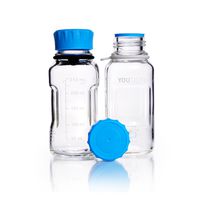 Product Image of DURAN® YOUTILITY bottle, clear, graduated, GL 45, with cyan screw-cap and pouring ring (PP), 250 ml, 4 pc/PAK