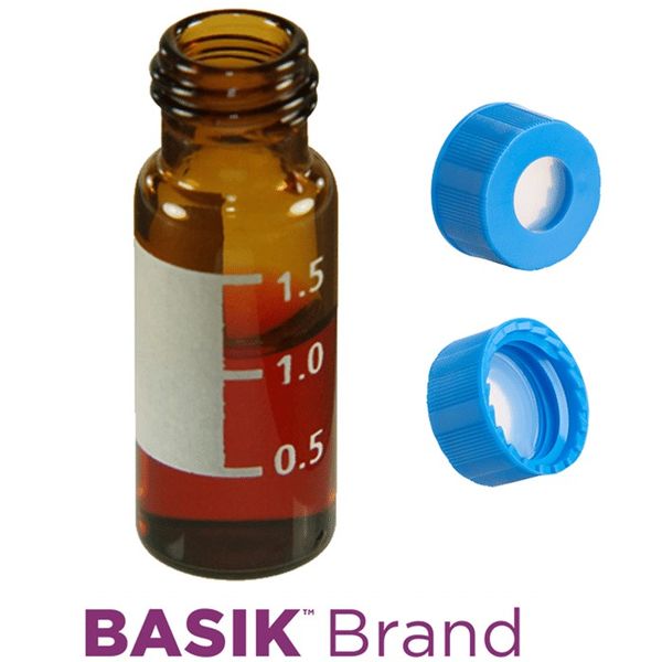 Microsolv EPP Vial, PP amber, 2 ml, Screw Cap blue with AQR Sil/PTFE Septa, Write-On Patch, Project Triage, 100 pc/PAK