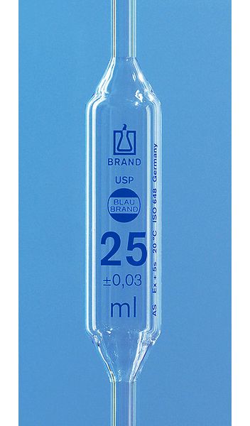 Brand GmbH & Co. KG Vollpipetten, USP, BLAUBRAND, Klasse AS, 4 ml, 1 Marke, blaue Graduierung, DE-M, 6 St/Pkg