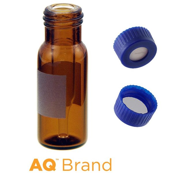 Microsolv Vial & Cap Kit incl. 100 300μl, Fused Insert, Screw Top, Amber Autosampler Vials with Write on Patch/fill lines & 100 Blue Screw Caps with 