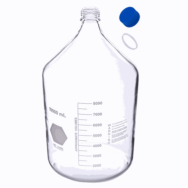 Microsolv Sicherheitsflasche für mobile Phase, beschichtetes Glas (klar), 10 Liter, Schraubverschluss, GL45-Gewinde