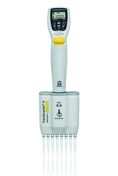 Brand GmbH & Co. KG 8-Kanal Mikroliterpipette Transferpette -8 electronic, 5 - 100 μl, Netzteil Europa (100-240 V / 50-60 Hz), DE-M