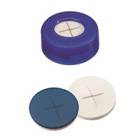 Product Image of Schnappringkappe, ND11 PE: blau mit 6 mm Loch, Silikon weiß/PTFE blau, kreuzgeschlitzt, harte Kappe, 1,0 mm, 1000/PAK