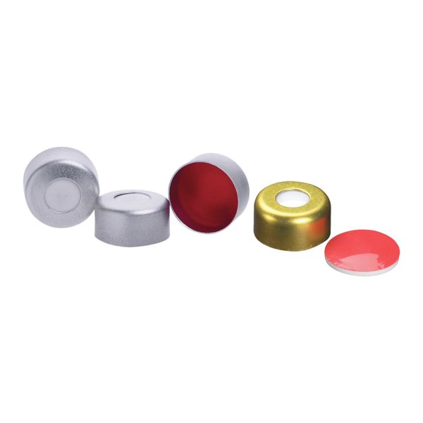 DWK Wheaton 11 mm Aluminium-Bördelkappe, silberfarben, mit Septum PTFE/Silikon 0,060“, 100 St/Pkg