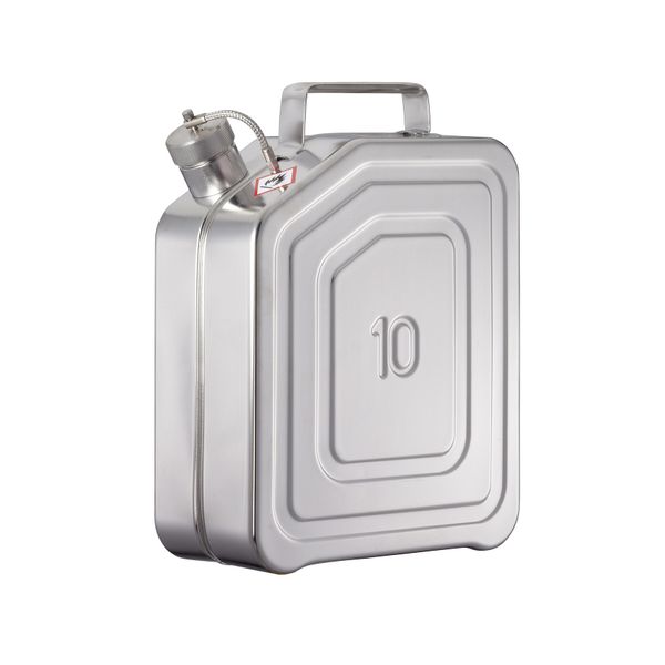 Bürkle Safety jerrycan V4A, screw cap, relief valve, 10 l