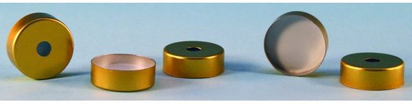 Supelco Pk100, 20mm crimp cap, magnetic,gold,8mm