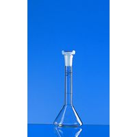 Product Image of Volumetric flask, trapezoidal, BLAUBRAND, class A, Boro 3.3, 5 ml, blue grad., NS 7/16, with PP stopper, DE-M, individual certificate