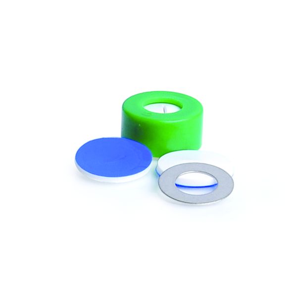 DWK Wheaton 11 mm Schnappverschluss, grün, mit vorgeschnittenem PTFE/Silikon-Septum, EVA, 100 St/Pkg
