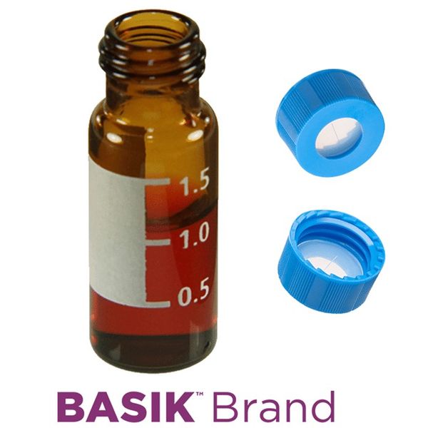 Microsolv EPP Vial, PP amber, 2 ml, Screw Cap blue with AQR Sil/PTFE Septa slit, Write-On Patch, Project Triage, 100 pc/PAK