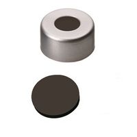 Product Image of Bördelkappe, ND11 Verschluss: Aluminium, farblos lackiert mit 5,5 mm Loch, Viton schwarz, 1,5 mm, 1000/PAK