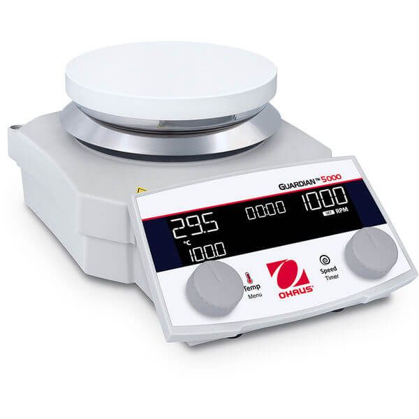 Ohaus Guardian 5000 Heizrührer e-G52HSRDA, 230V, EU, Kapazität 20 L, Aluplatte mit Keramikbeschichtung, 13,5 cm, 5°C über Raumtemperatur - 360°C
