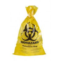 Product Image of ratiolab® Waste Disposal Bags, HD-PE, BIOHAZARD, with indicator field, yellow, 700 x 1100 x 0.05 mm, 350 pc/PAK