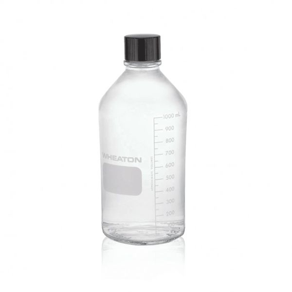 DWK Wheaton 1000 ml Enghals-Probenflasche, Boro, Schraubkappe 38-430 mit PTFE-Einlage, autoklavierbar, für Grab Sampler II