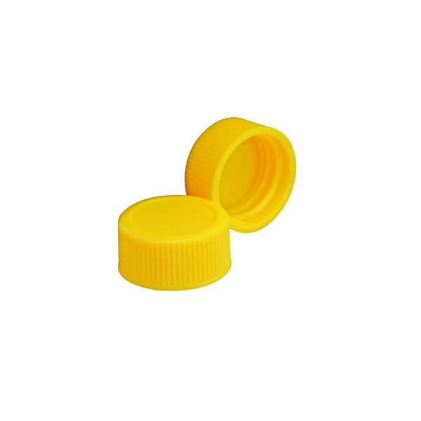 DWK Wheaton Screw cap, PP, yellow, closed, for diagnostic vials, glass, size 20-400, 300 pc/PAK