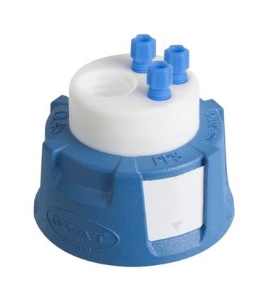 SCAT SafetyWasteCap, V2.0, GL45, 3x PFA-Fitting 2,3/3,2 mm AD, 1x PFA-Blindstopfen + Anschluss für Abluftfilter
