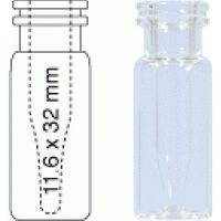 Product Image of Schnappringflasche N 11 AD: 11,6 mm, Höhe: 32 mm klar, flacher Boden, mit integriertem Einsatz 0,2 mL, konisch, Packung à 100 Stück