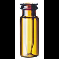 ND11 Snap Ring Cap Bottle with 0,2 ml integrated Micro Insert, ''Base Bond'', Amber Glass, 1. hydrolytical Class, small Insert