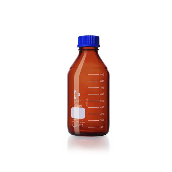 Duran Group DURAN GL 45 Laborglasflasche, braun, mit Schraubverschluss/Ausgießring (PP) 1000ml, 10 St/Pkg