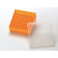 Product Image of PP Aufbewahrungsbox (orange) für 1,5, 1,8 und 2 ml vials o. 2 ml shell vials, mit Deckel, (130x130x45mm), 81 Kammern