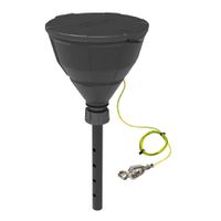 Product Image of Funnel ''ARNOLD'' with ball-valve and lid, V2.0, GL45, HDPE electro. conductive, Lance, Splash Guard, Sieve, Funnel 200 mm