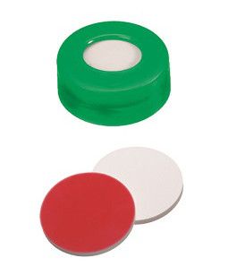 Altmann Analytik Schnappringkappe, ND11 PE: grün mit 6 mm Loch, Silikon weiß/PTFE rot UltraClean, harte Kappe, 1,3 mm, 1000/PAK