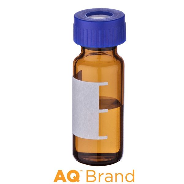 Microsolv Vial & Cap Kit, preassembled, incl. 100 2ml, Screw Top, Amber Autosampler Vials with Write-On Patch and fill lines & 100 Blue Screw Caps 