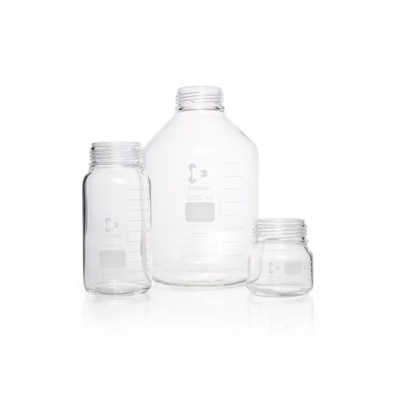 Duran Group DURAN GLS 80 Laboratory glass bottle, wide neck, clear glass, without screw cap and pouring ring, 250 ml, 10 pc/PAK