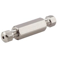 Product Image of Union, Connector Kit, high pressure, 0.50 mm / 0.020 inches through hole with 10-32 mm screw threads. Stainless steel, straight line. Use with 1/16 inch tubing, BASIK Brand