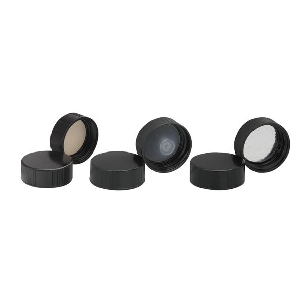 DWK Wheaton PF screw cap, black, with PE conical seal, size 38-430, 100 pc/PAK