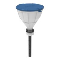Product Image of Funnel ''ARNOLD'' with ball-valve and lid, V2.0, S50, HDPE white, with lance (220 mm), splash guard and removable sieve, funnel diameter = 200 mm