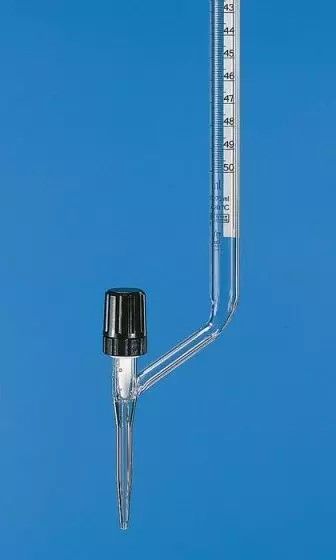 Brand GmbH & Co. KG Burette, SILBERBRAND, B, lateral stopcock, 25 : 0.05 ml, Boro 3.3, black Schellbach stripe, PTFE spindle, 2 pc/PAK