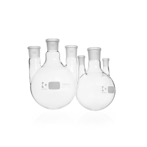 Duran Group Dreihals-Rundkolben, Glas, Mitte NS 29/32, Seiten NS 14/23, 250 ml