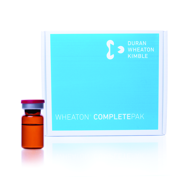 DWK Wheaton WHEATON COMPLETEPAK Kit, 5mL Amber Sterile Vial (120), 20mm OmniFlex 3G Sterile Serum Stopper (125), Sterile Blue Seal (125), 120 pc/PAK