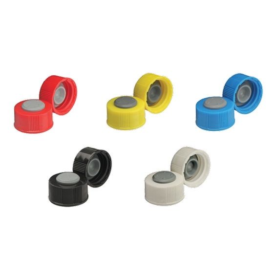 DWK Wheaton Yellow I-Loc cap, PP, for diagnostic vials, glass, size 20-400, 100 pc/PAK